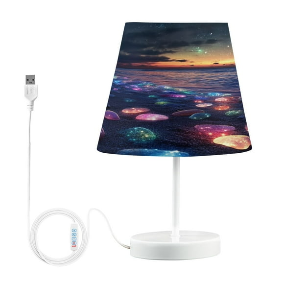 BZSMCE Table Lamp Creative Glowing Stones on Beach at Sunset Simple Pattern Night Light