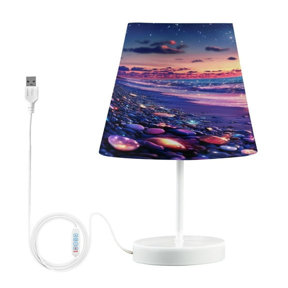 BZSMCE Table Lamp Creative Glowing Stones on Colorful Beach Simple Pattern Night Light