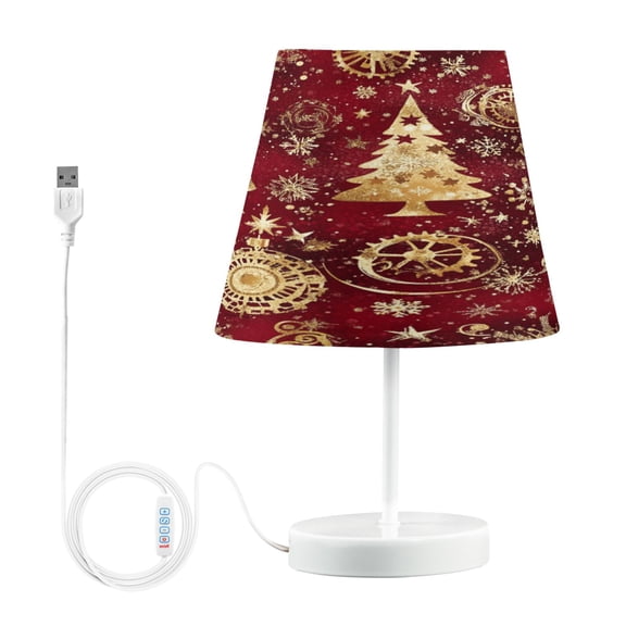 BZSMCE Table Lamp Creative Gold Christmas Trees Simple Pattern Night Light