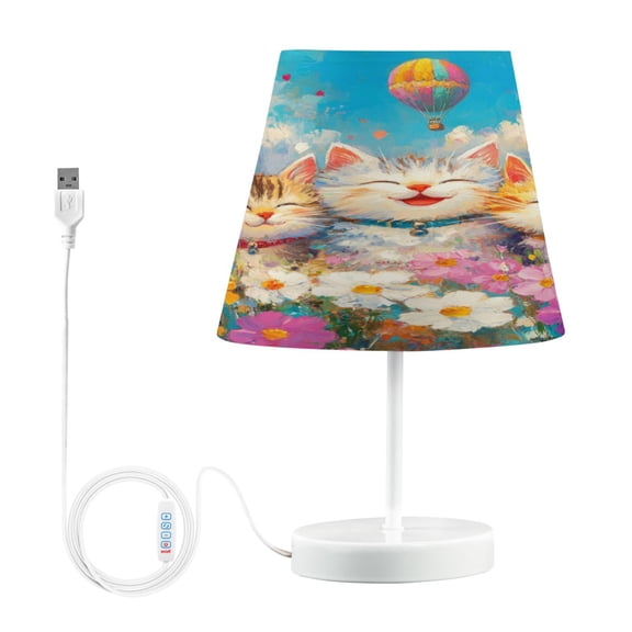 BZSMCE Table Lamp Creative Happy Trio in A Floral Field Pattern Simple Pattern Night Light