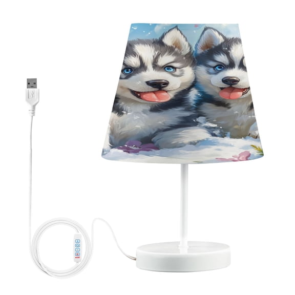 YAZAOO Table Lamp Creative Huskies in Bloom Pattern Simple Pattern Night Light