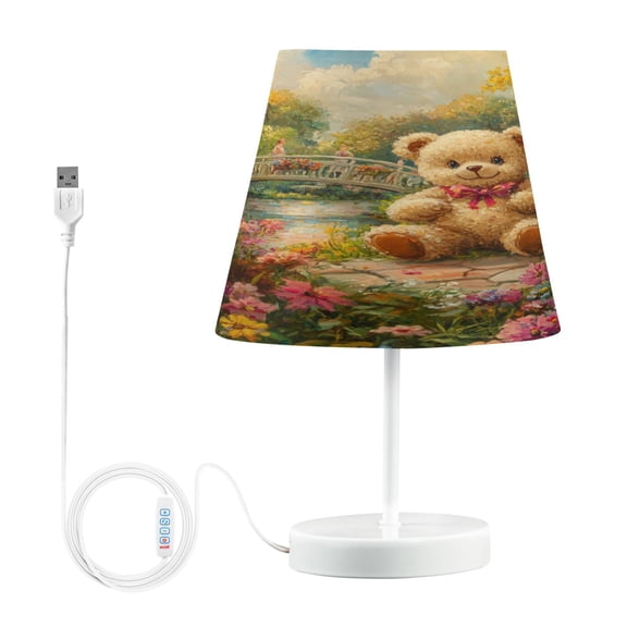 YAZAOO Table Lamp Creative Joyful Bear in Bloom Pattern Simple Pattern Night Light