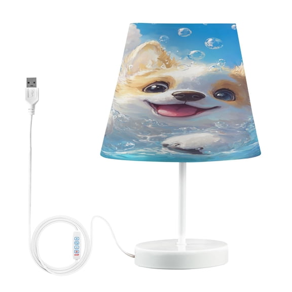 BZSMCE Table Lamp Creative Joyful Corgi in Splash-tastic Adventure Pattern Simple Pattern Night Light