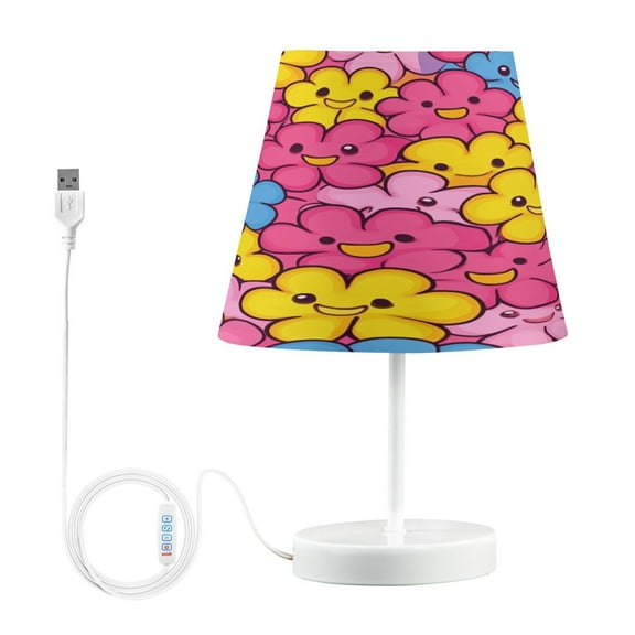 YAZAOO Table Lamp Creative Joyful Floral Faces Pattern Simple Pattern Night Light