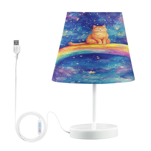 BZSMCE Table Lamp Creative Joyful Ginger Cat in Space Pattern Simple Pattern Night Light