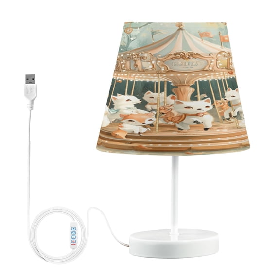 BZSMCE Table Lamp Creative Joyful White Fox Simple Pattern Night Light