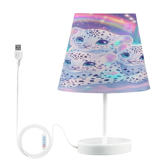 BZSMCE Table Lamp Creative Leopard Trio under The Rainbow Pattern Simple Pattern Night Light