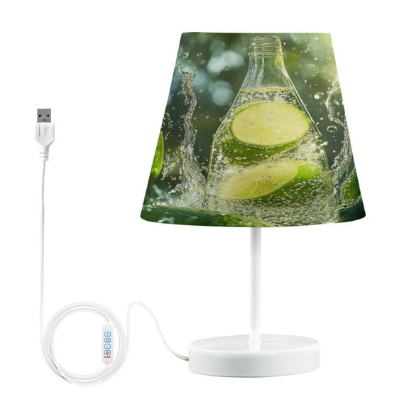 BZSMCE Table Lamp Creative Lime Soda Splash with Leaves Simple Pattern Night Light