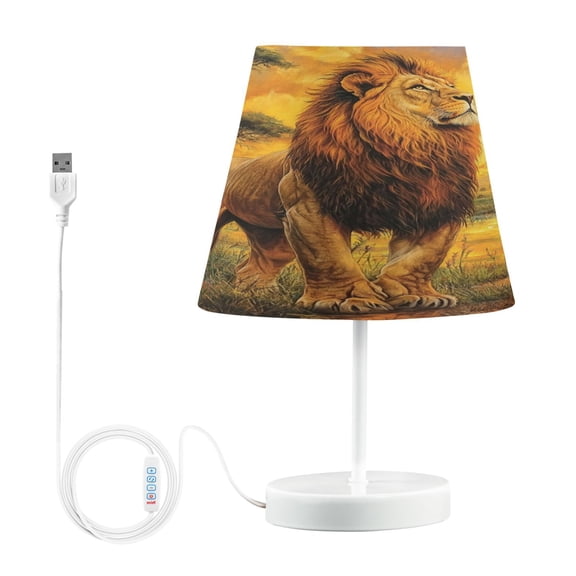 BZSMCE Table Lamp Creative Lion Standing in Sunset Simple Pattern Night Light