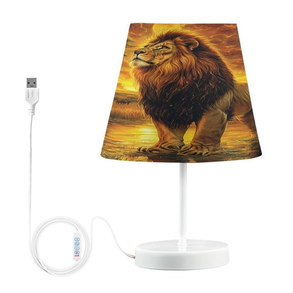 BZSMCE Table Lamp Creative Lion in Savannah at Sunset Simple Pattern Night Light
