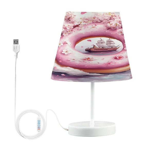 BZSMCE Table Lamp Creative Llustration Doughnut with Ship Simple Pattern Night Light