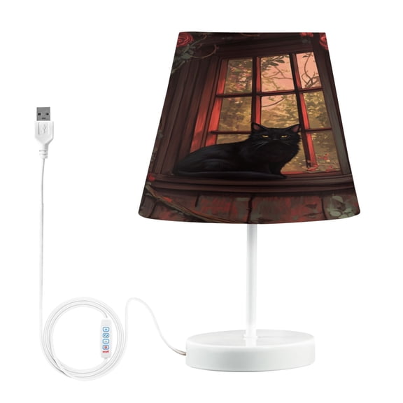 BZSMCE Table Lamp Creative Lonely Black Cat Pattern Simple Pattern Night Light