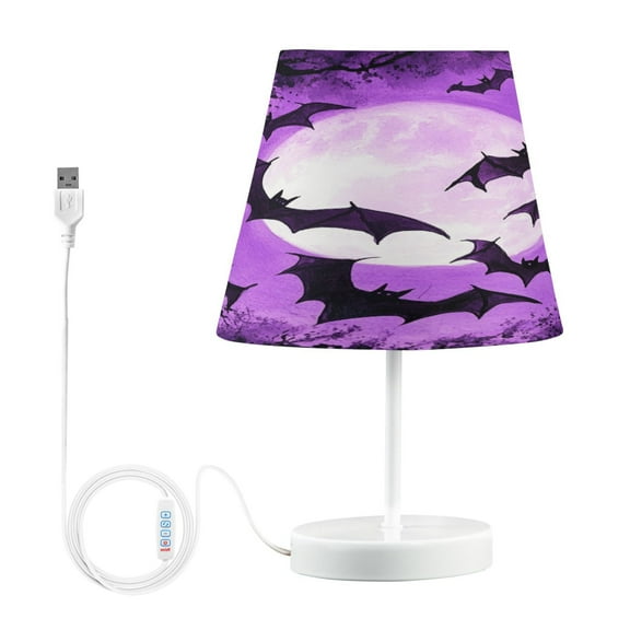 BZSMCE Table Lamp Creative Lovely Bats Flying Purple Moon Simple Pattern Night Light