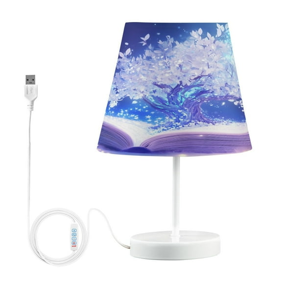 BZSMCE Table Lamp Creative Magical Book White Tree Simple Pattern Night Light