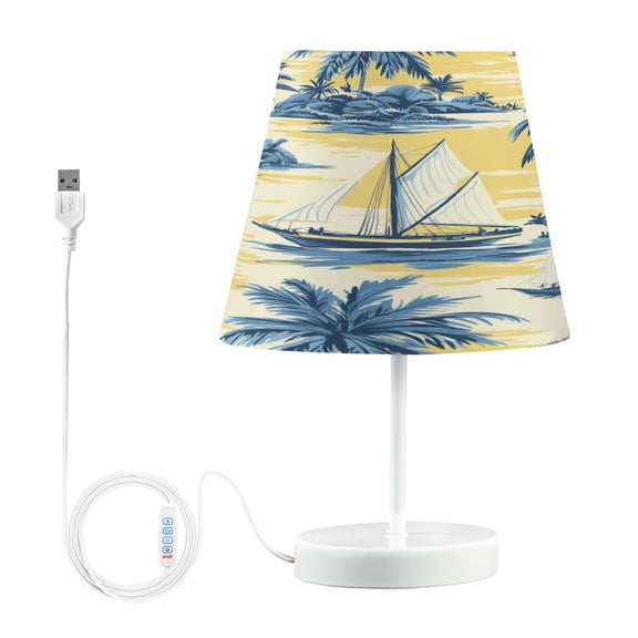 BZSMCE Table Lamp Creative Nautical Bliss in Blue and Yellow Pattern Simple Pattern Night Light