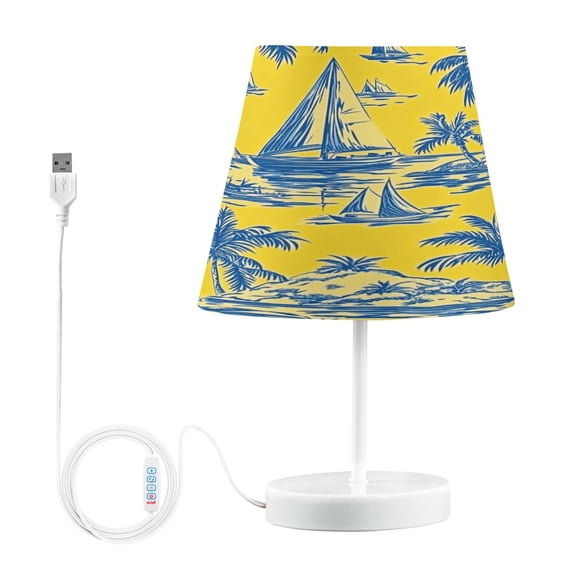 BZSMCE Table Lamp Creative Nautical Daydreams in Blue and Yellow Pattern Simple Pattern Night Light