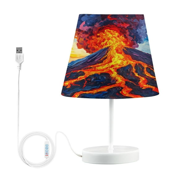 BZSMCE Table Lamp Creative Oil Painting Of Volcano Simple Pattern Night Light