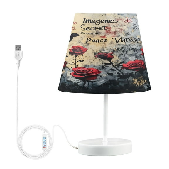 BZSMCE Table Lamp Creative Oil Rose Painting Simple Pattern Night Light