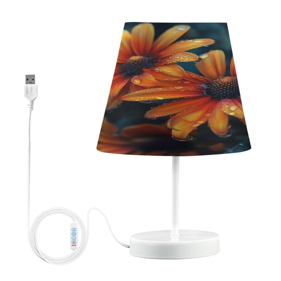 YAZAOO Table Lamp Creative Orning Dew on Orange Blooms Pattern Simple Pattern Night Light