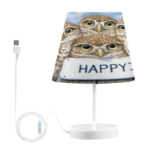 BZSMCE Table Lamp Creative Owls Hold in Happy Simple Pattern Night Light