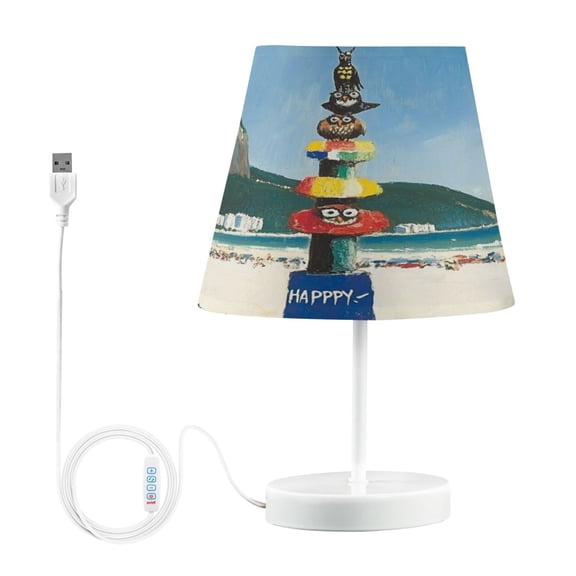 BZSMCE Table Lamp Creative Owls Stand on The Pole Simple Pattern Night Light
