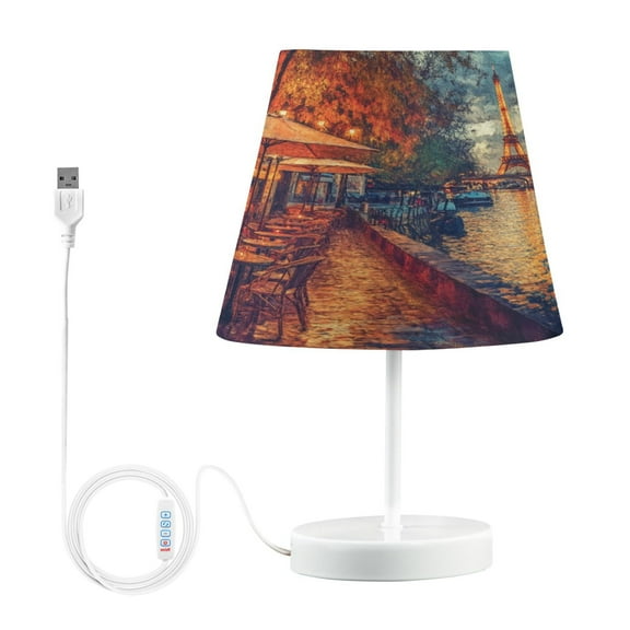 BZSMCE Table Lamp Creative Parisian Cafes Along The Seine Simple Pattern Night Light