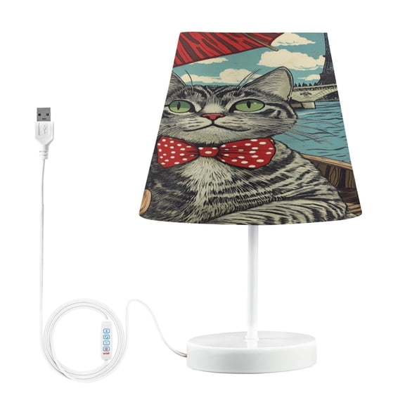 BZSMCE Table Lamp Creative Parisian Feline Pattern Simple Pattern Night Light