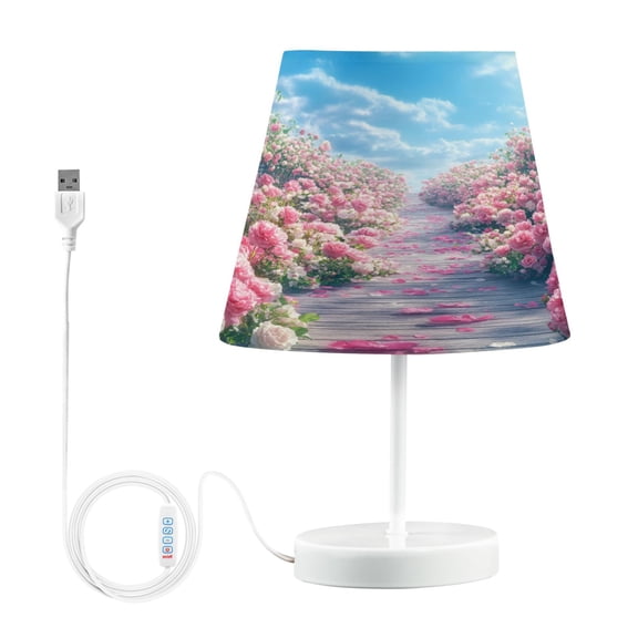 BZSMCE Table Lamp Creative Pathway Lined with Pink_roses Simple Pattern Night Light