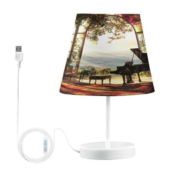 BZSMCE Table Lamp Creative Piano in Floral Room Seaside Simple Pattern Night Light