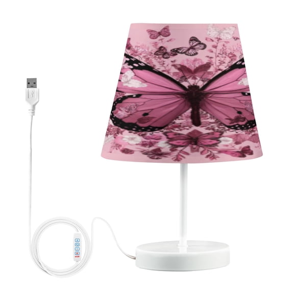 BZSMCE Table Lamp Creative Pink Butterfly Heart Pattern Simple Pattern Night Light