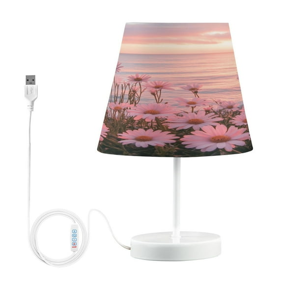 BZSMCE Table Lamp Creative Pink Daisies Sea Simple Pattern Night Light