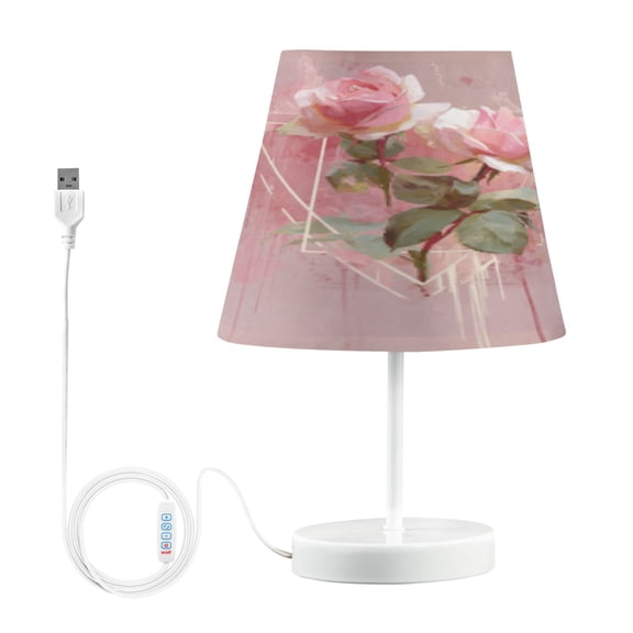 BZSMCE Table Lamp Creative Pink Roses Pattern Simple Pattern Night Light