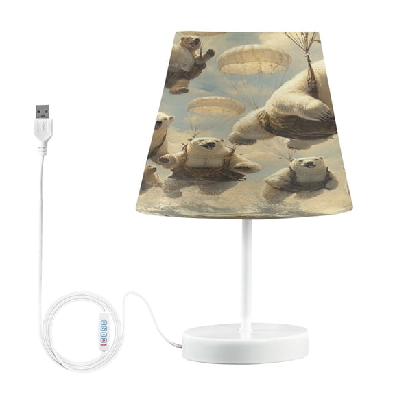 BZSMCE Table Lamp Creative Polar Bears Fly with Parachutes Painting Simple Pattern Night Light