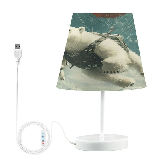 BZSMCE Table Lamp Creative Polar Bears Fly with Parachutes Simple Pattern Night Light
