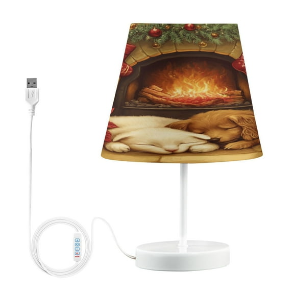BZSMCE Table Lamp Creative Puppies Sleeping by Fireplace Simple Pattern Night Light