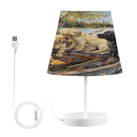 YAZAOO Table Lamp Creative Puppies on A Lake Adventure Pattern Simple Pattern Night Light
