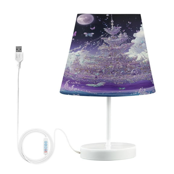 BZSMCE Table Lamp Creative Purple Crystal Boat Printing Simple Pattern Night Light