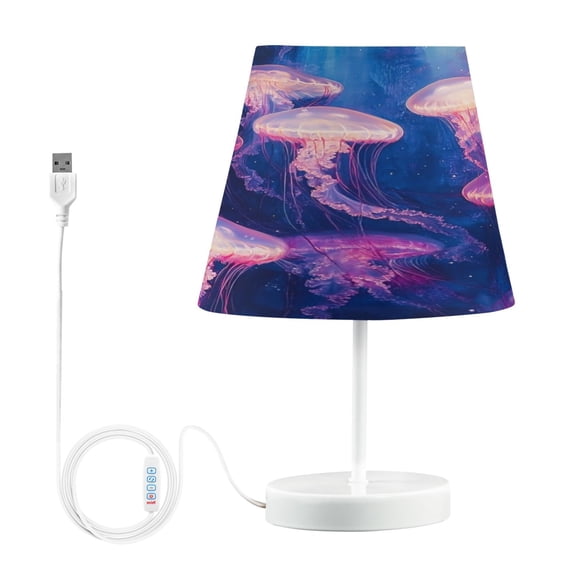 BZSMCE Table Lamp Creative Purple Jellyfish Painting Simple Pattern Night Light