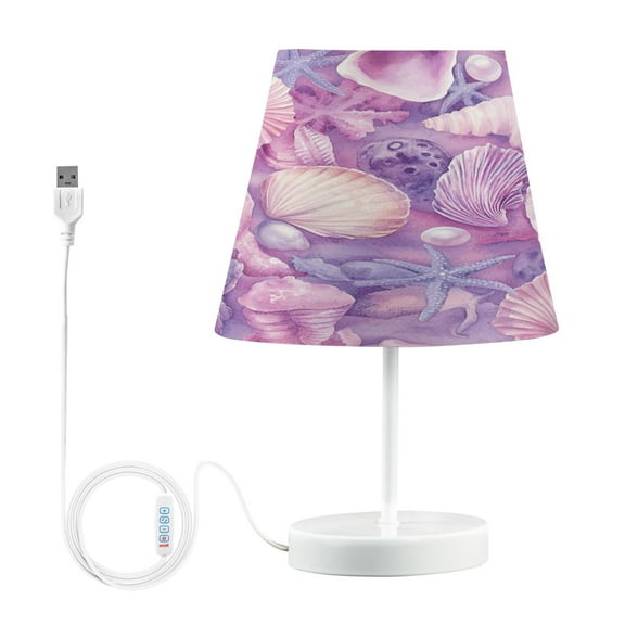 BZSMCE Table Lamp Creative Purple Shell Printed Simple Pattern Night Light