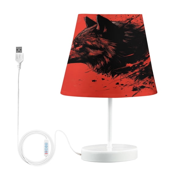 BZSMCE Table Lamp Creative Red Wolf Head Simple Pattern Night Light