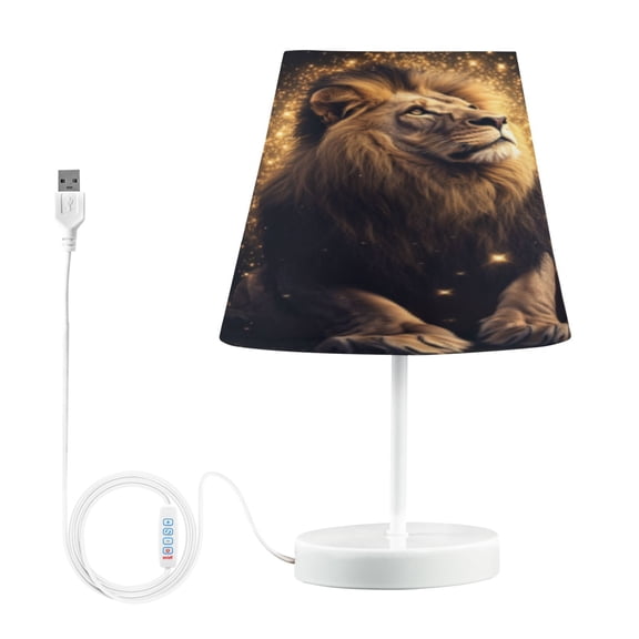 BZSMCE Table Lamp Creative Regal Lion in The Stars Pattern Simple Pattern Night Light