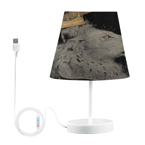 BZSMCE Table Lamp Creative Regal Lion with Crown Pattern Simple Pattern Night Light