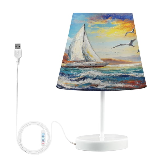 YAZAOO Table Lamp Creative Sailing Into Serenity Pattern Simple Pattern Night Light