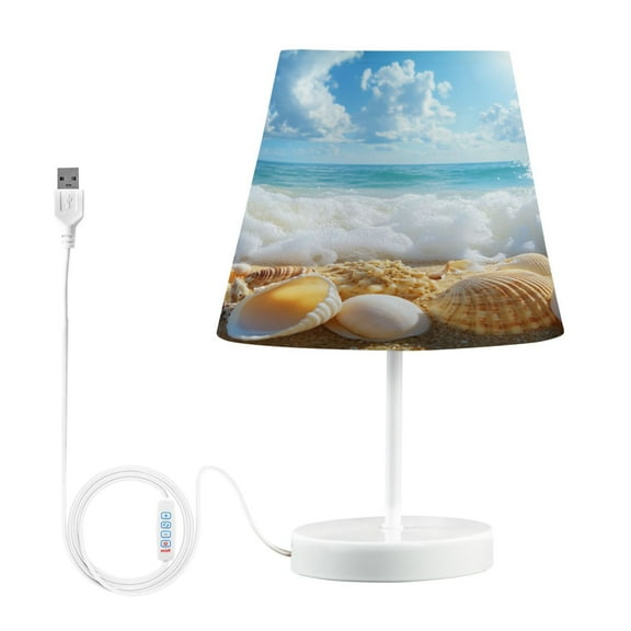 BZSMCE Table Lamp Creative Seashells on Sandy Beach Simple Pattern Night Light