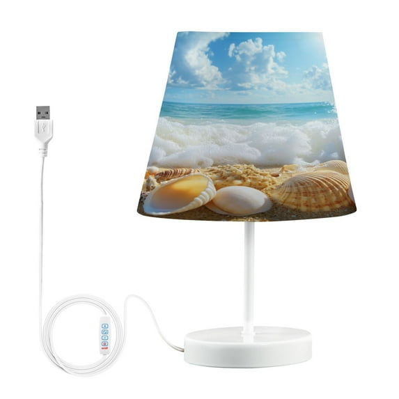 BZSMCE Table Lamp Creative Seashells on Sandy Beach Simple Pattern Night Light