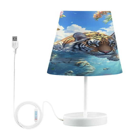BZSMCE Table Lamp Creative Serene Tiger in Nature Pattern Simple Pattern Night Light