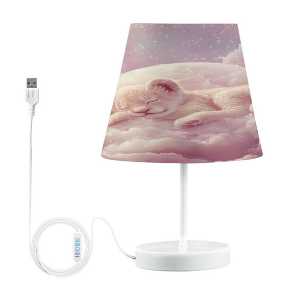 BZSMCE Table Lamp Creative Sleeping Cub on Soft Clouds Simple Pattern Night Light