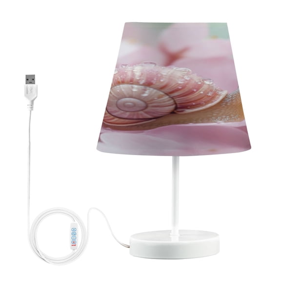 BZSMCE Table Lamp Creative Snail on Pink Flowers Pattern Simple Pattern Night Light