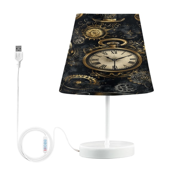 BZSMCE Table Lamp Creative Steampunk Clock Pattern Simple Pattern Night Light