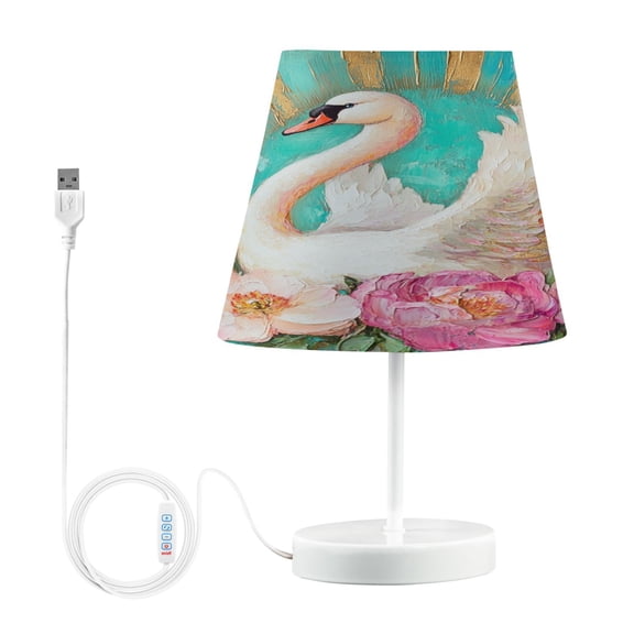 YAZAOO Table Lamp Creative Sunlit Swan Bouquet Pattern Simple Pattern Night Light